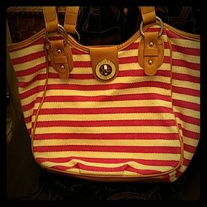 Rosetti pink and white striped bag.